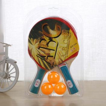 乒乓拍套装 儿童训练乒乓球拍 送三个球 日用品百货 乒乓球(红色)