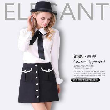法式前排扣短裙(165/84A(XS))