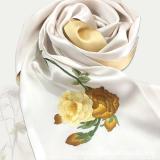 现货高端真丝双层手绣丝巾 直销绣花真丝披肩配送高档胸针加礼盒(大号)