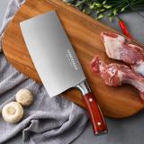 阳江厂家彩木柄斩切刀不锈钢厨房刀具斩骨切肉两用厨师刀家用菜刀(银色)