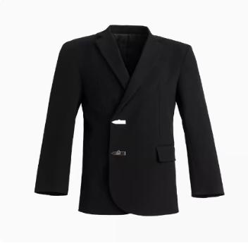 锁扣西装黑色休闲修身垫肩秋季新款短款西服外套男