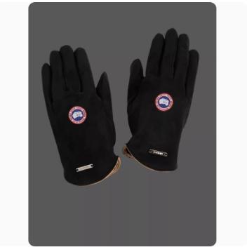 大鹅复古麂皮绒触屏骑车女冬保暖手套漏指