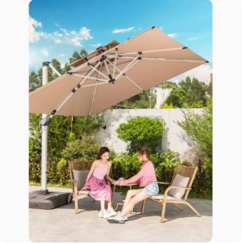 户外伞遮阳伞庭院伞带灯花园罗马伞防风露营室外摆摊大型长方形伞